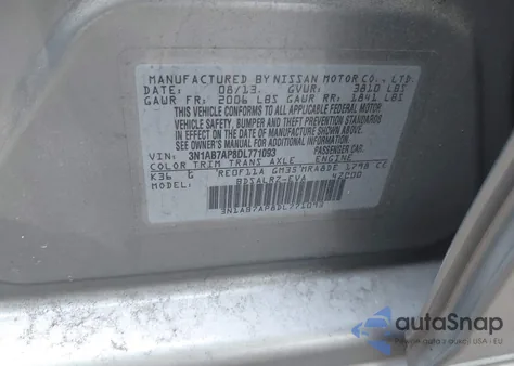 2013 Nissan Sentra Sr из США, поврежденный, VIN 3N1AB7AP8DL771093